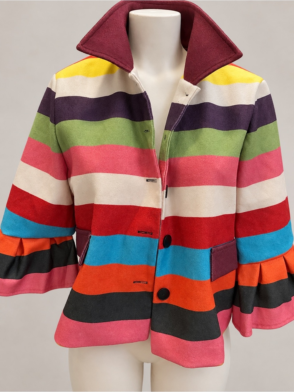 Multicolor Stripe Bell Sleeve Women’s Jacket